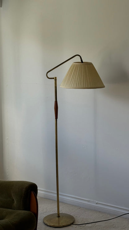 C.1960s Brass and Wood Lamp