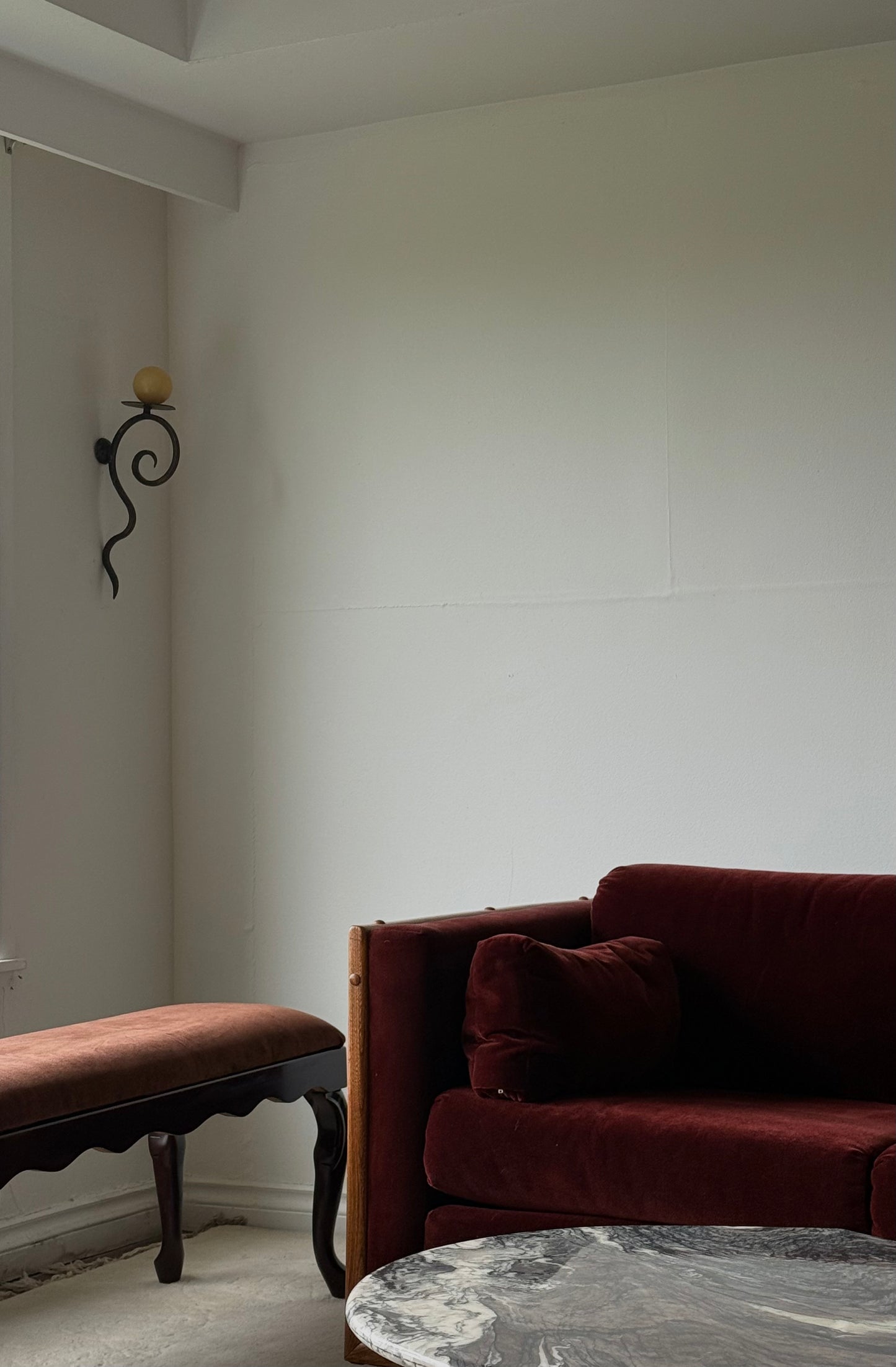 Vintage Reupholstered Wooden Bench