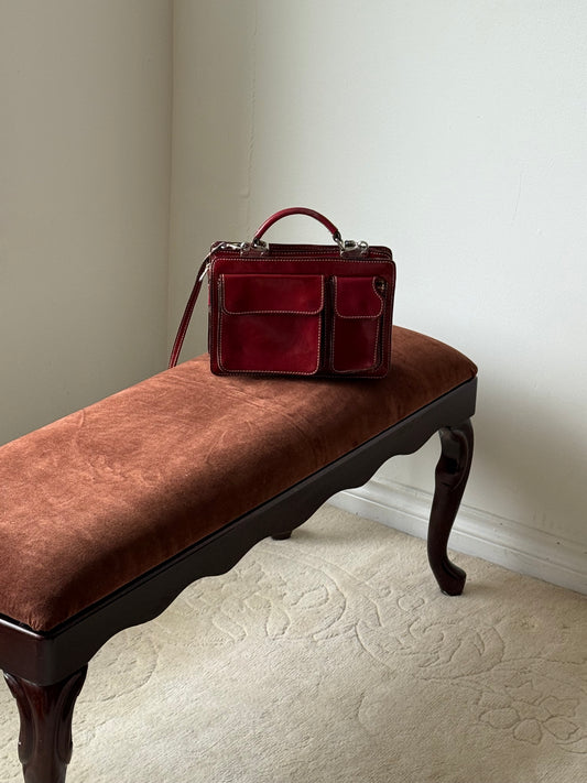 Vintage Reupholstered Wooden Bench