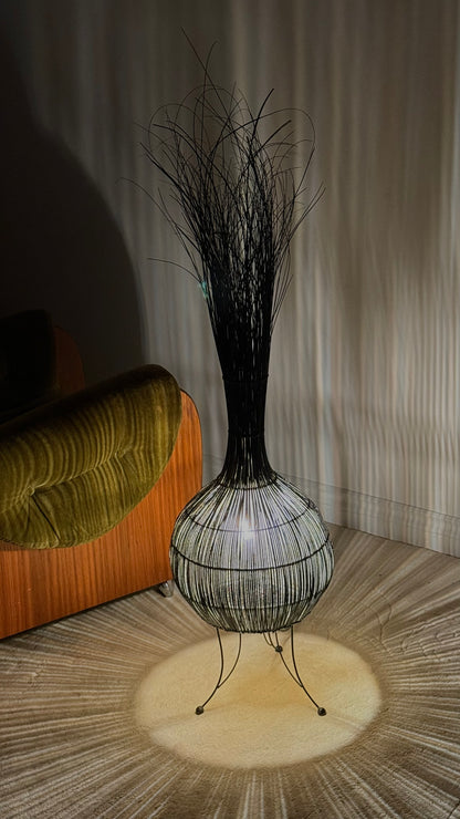 Rattan onion floor lamp