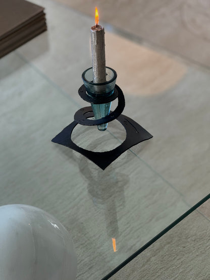 Post Mod Glass and Metal Candleholder