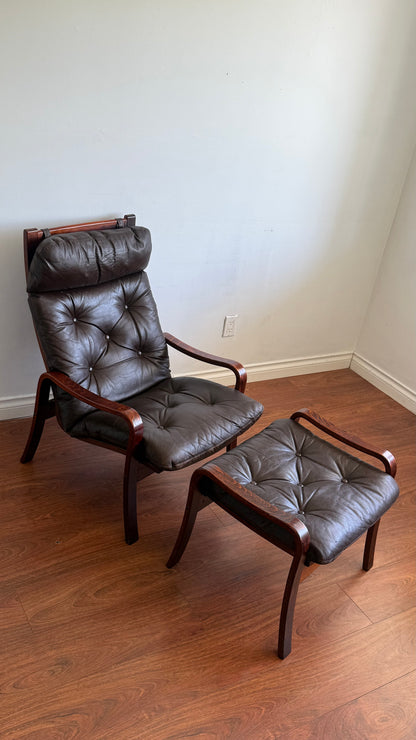 Ca. 1960s Norwegian Lounge Chair with Ottoman