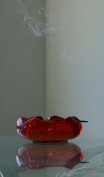 1960s CRACKLED GLASS ASHTRAY