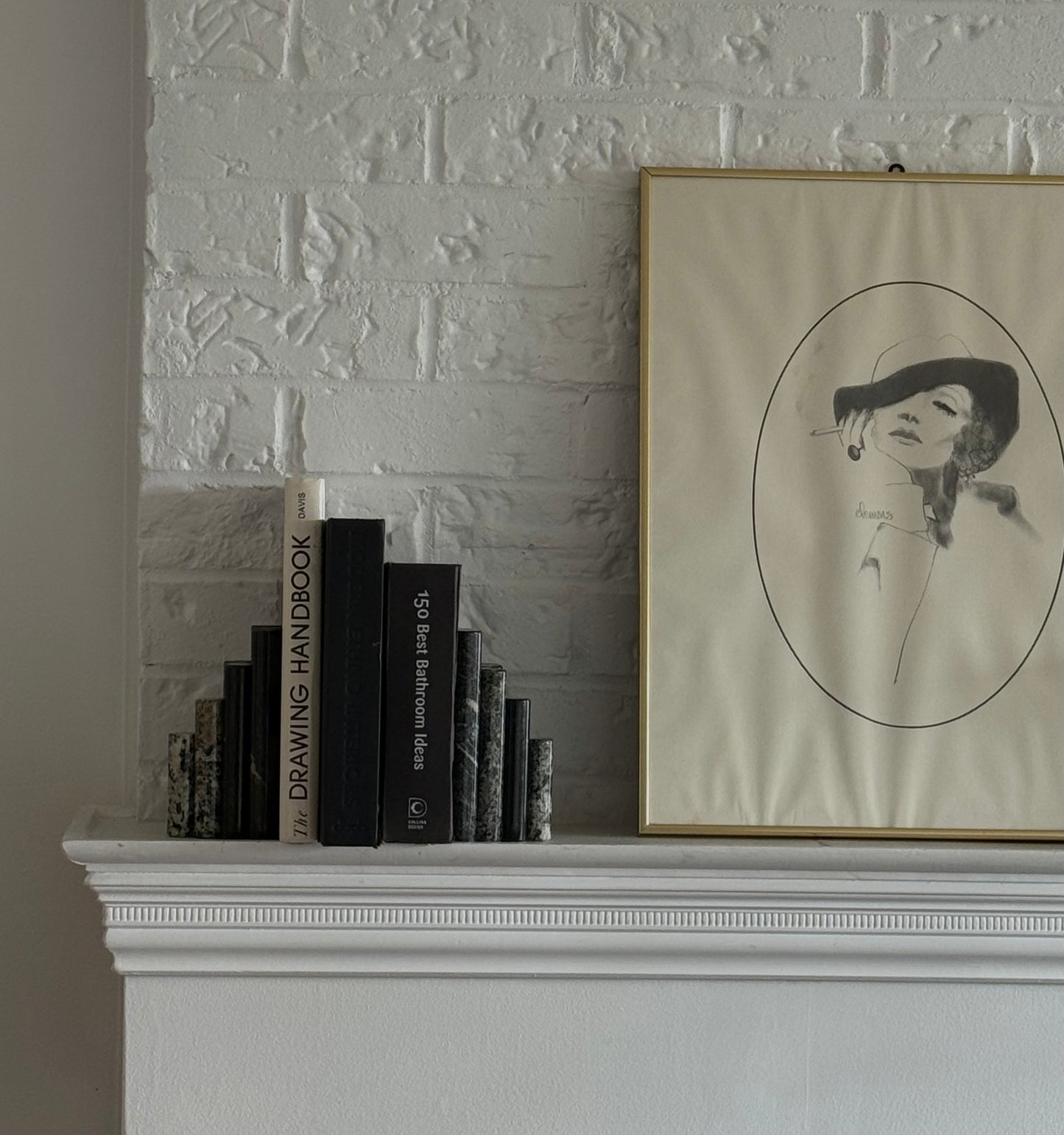 VINTAGE Cylindrical Marble Bookends