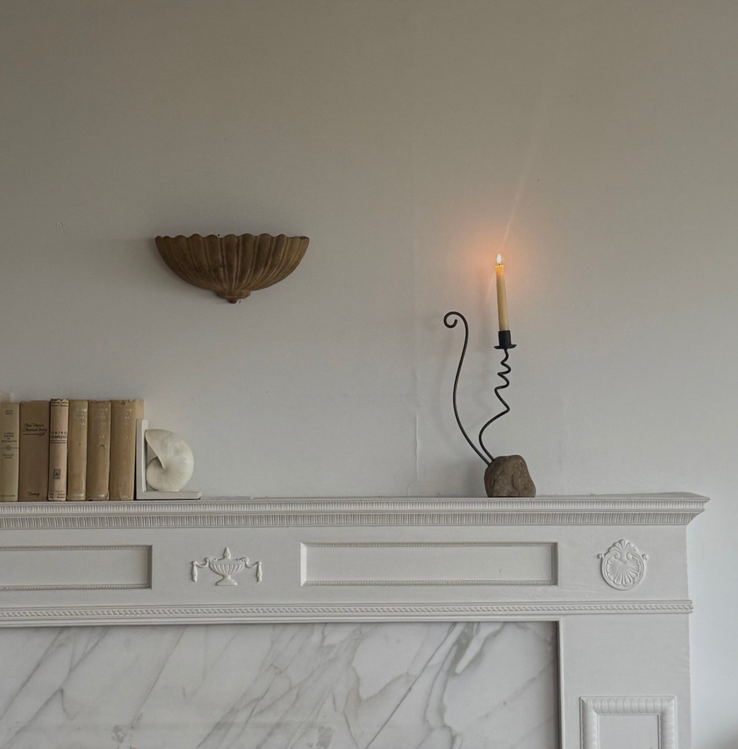 Vintage Hand Forged Iron & stone Candleholder