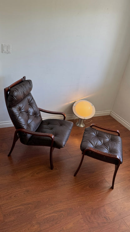 Ca. 1960s Norwegian Lounge Chair with Ottoman