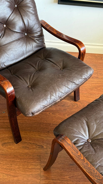 Ca. 1960s Norwegian Lounge Chair with Ottoman