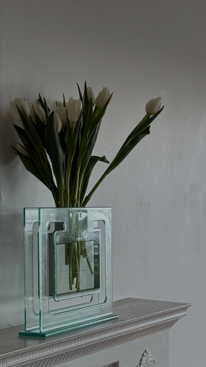 Post Mod Glass and Aluminum Vase