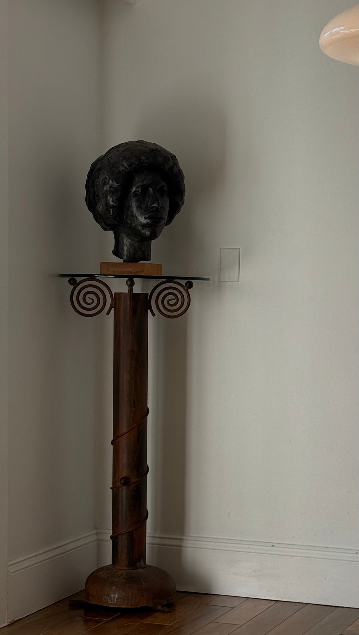 Forged Iron and Glass Pedestal by Carlos De Anda