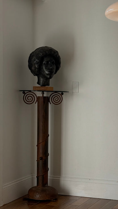 Forged Iron and Glass Pedestal by Carlos De Anda
