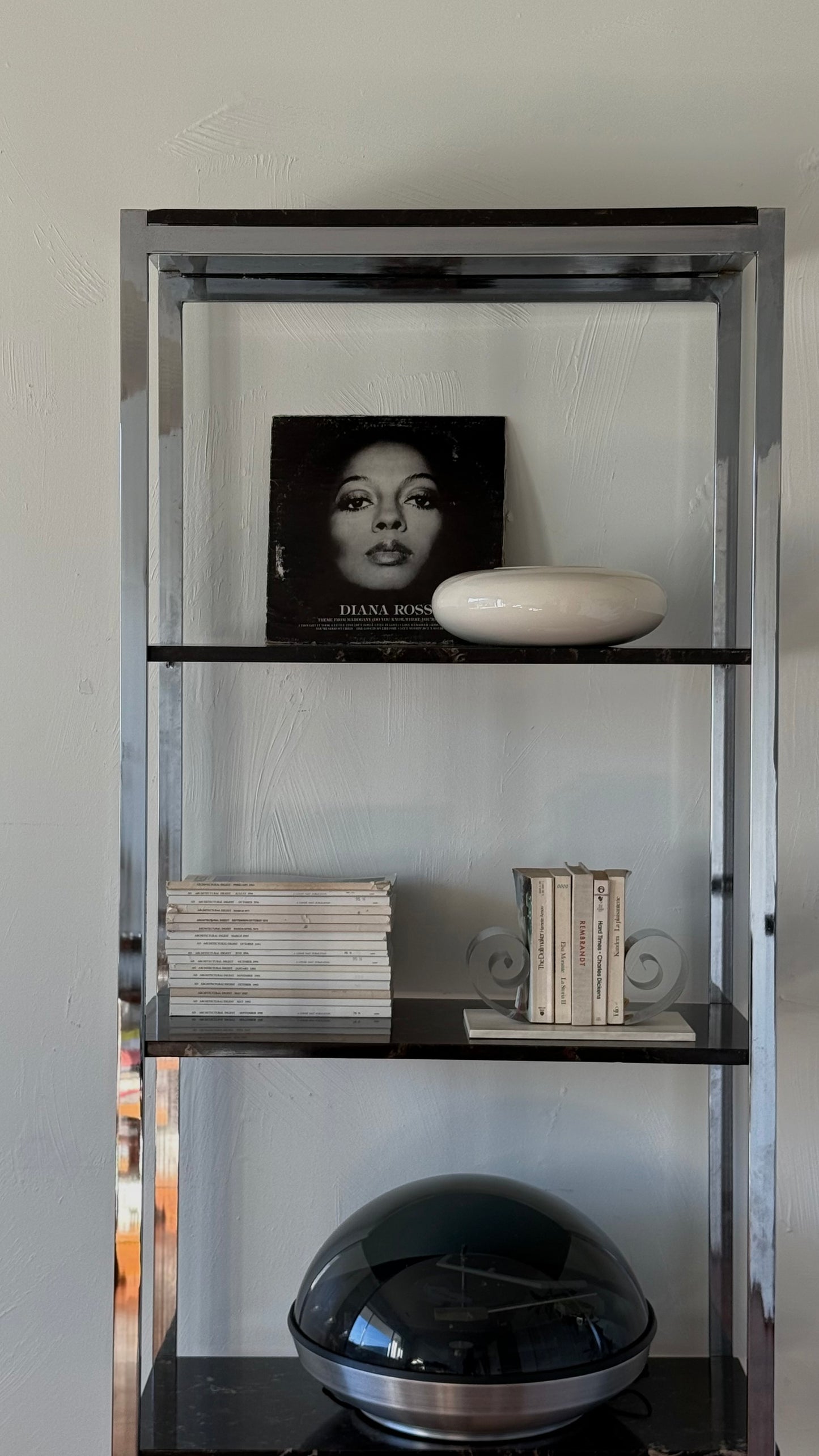 MCM Chrome and Marble étagère shelf