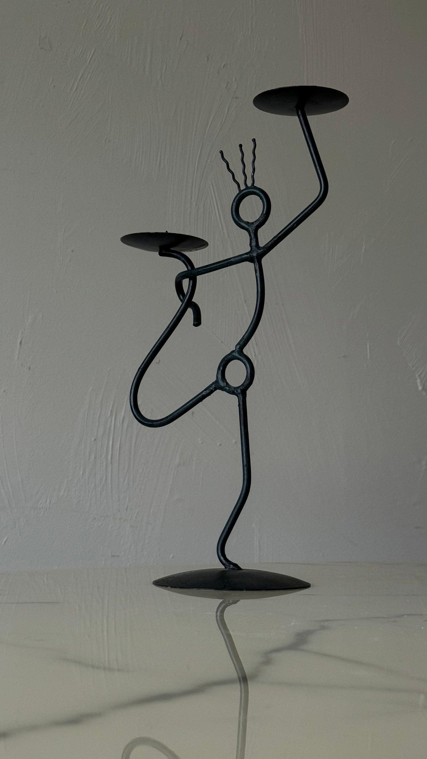 VINTAGE MODERNIST IRON candle holder