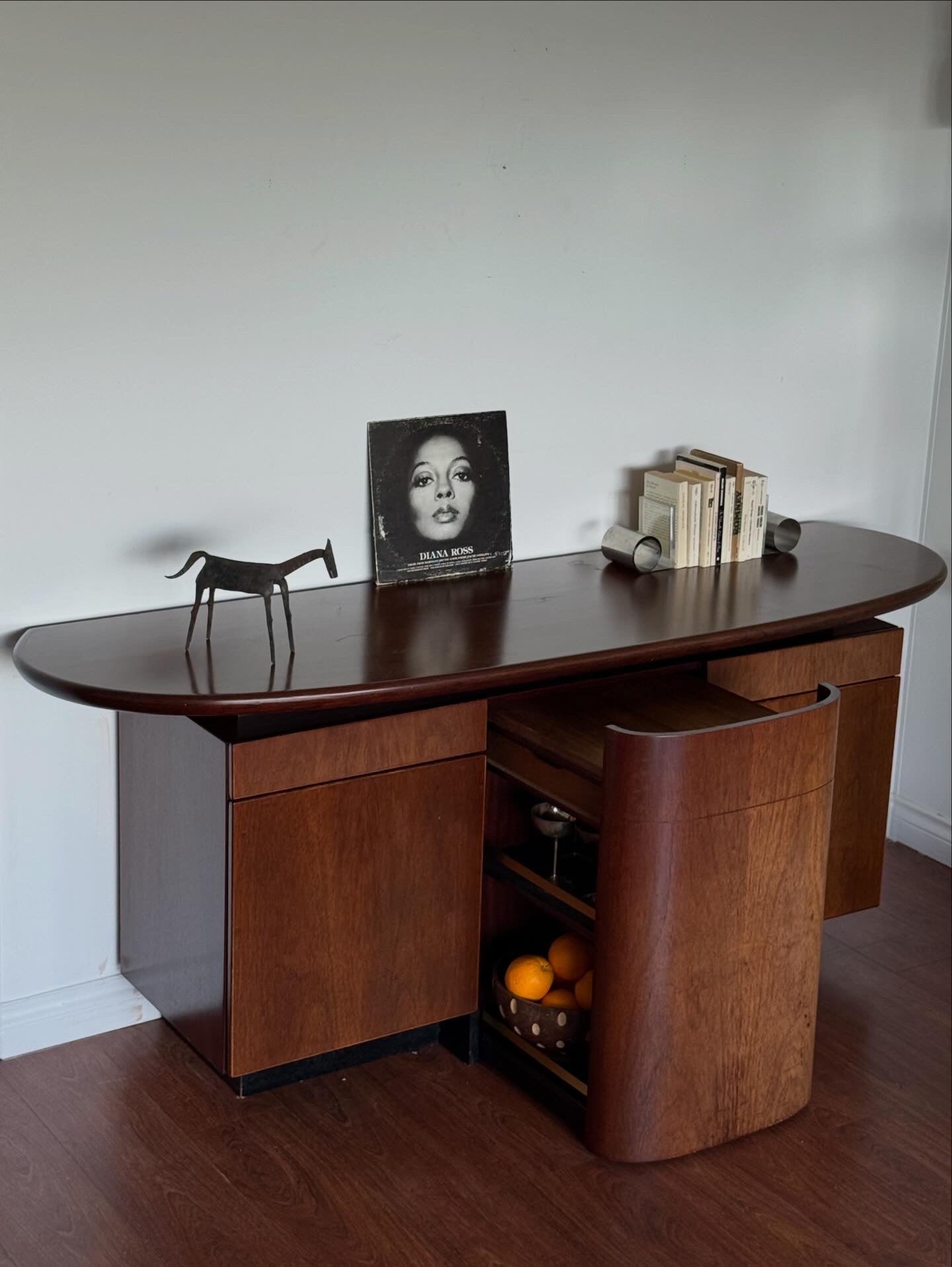 1970s DANISH SIDEBOARD with BAR CART