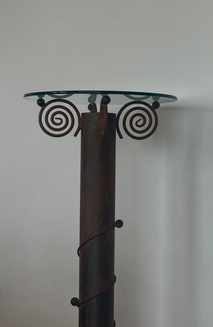Forged Iron and Glass Pedestal by Carlos De Anda