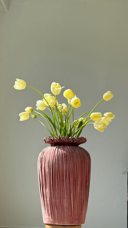 OOAK Terracotta Vase with DRAPED FABRIC