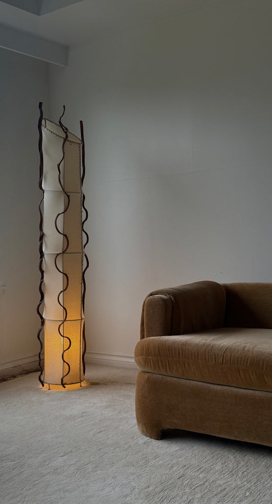 OOAK C.1980s FABRIC & SPIRAL VINE LAMPS