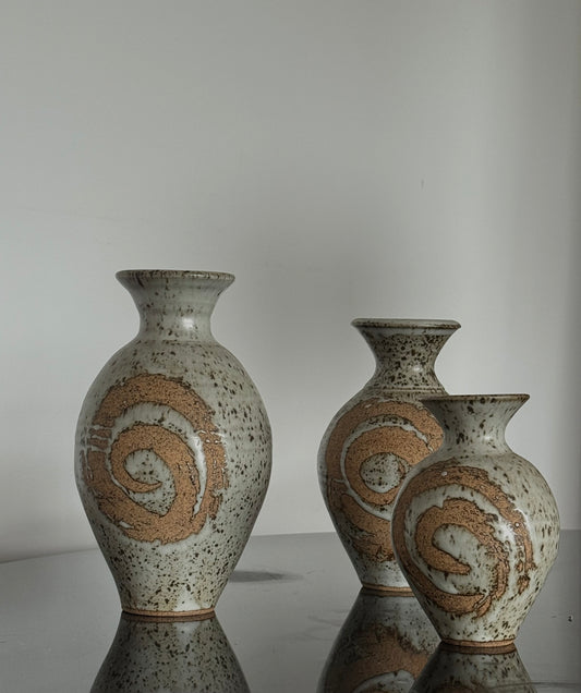 TRIO of VINTAGE pottery Vases