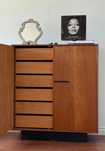 Teak Armoire with Black Plinth Base