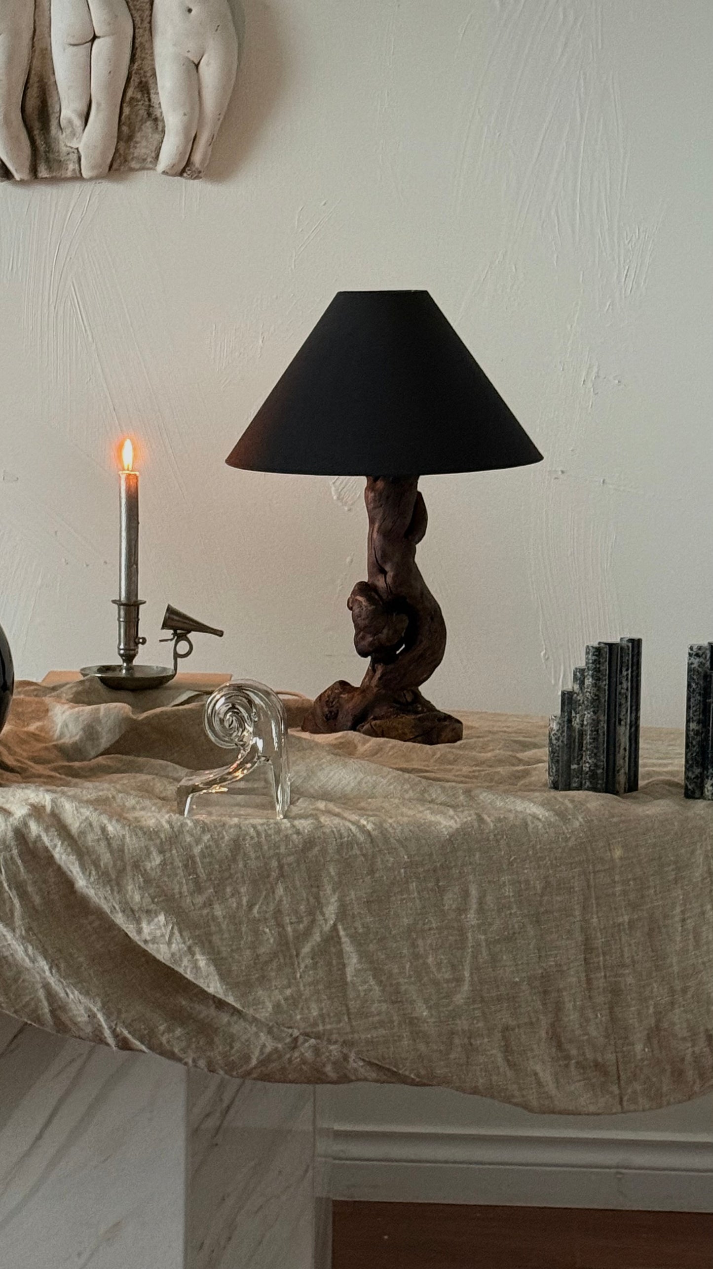 VINTAGE Burl Wood Lamp