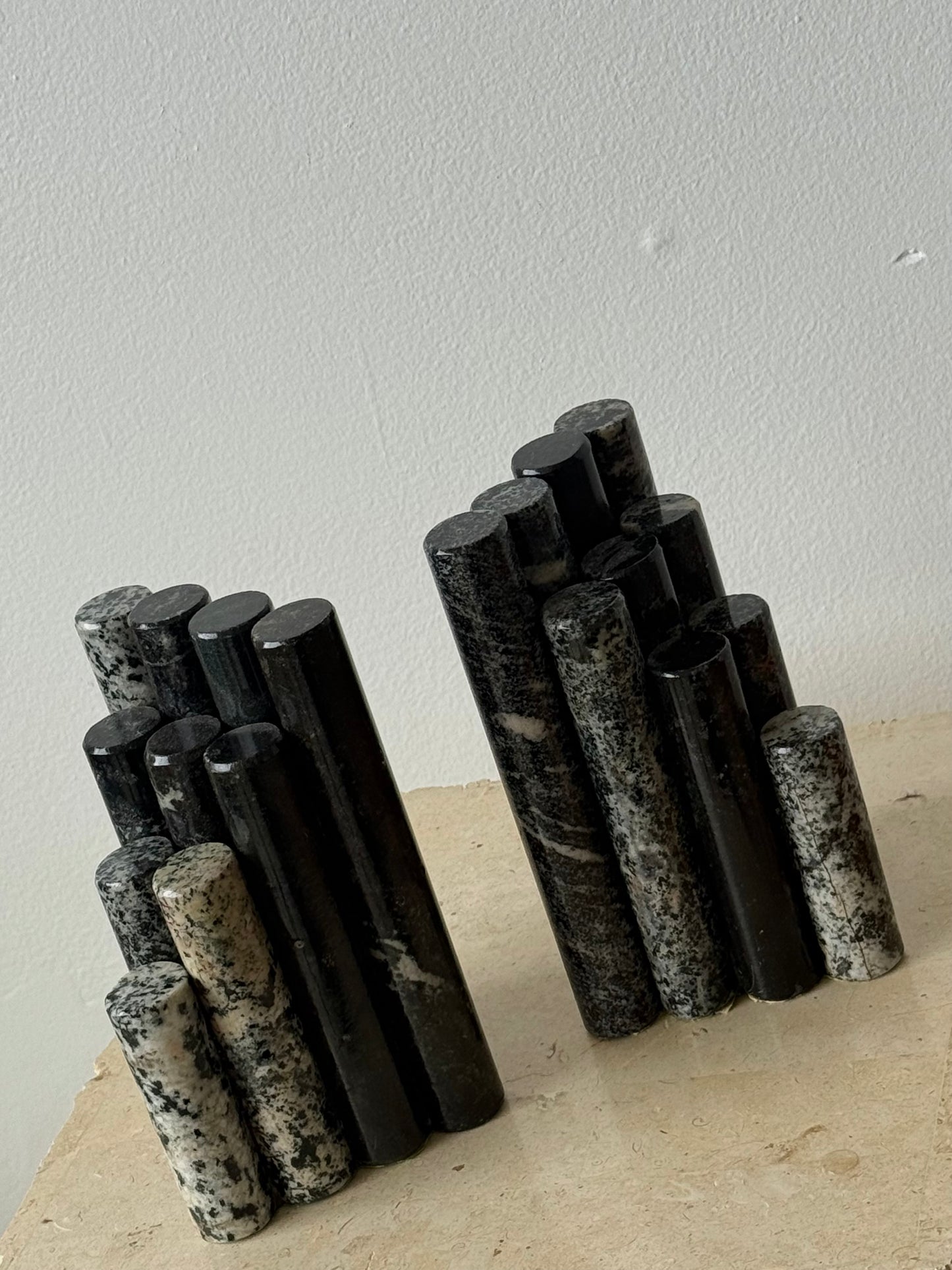 VINTAGE Cylindrical Marble Bookends