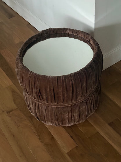 1970s VELVET  MIRRORED SIDE TABLE