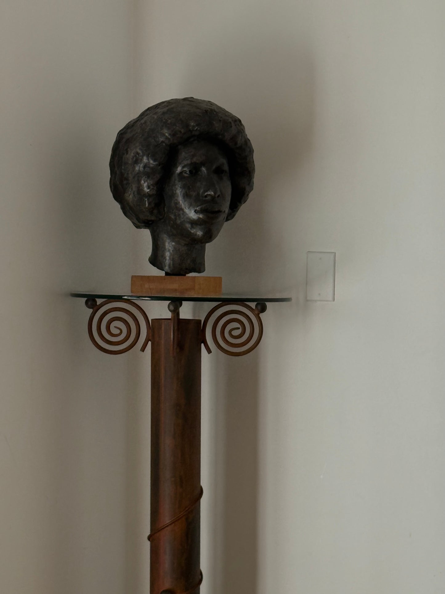 Forged Iron and Glass Pedestal by Carlos De Anda