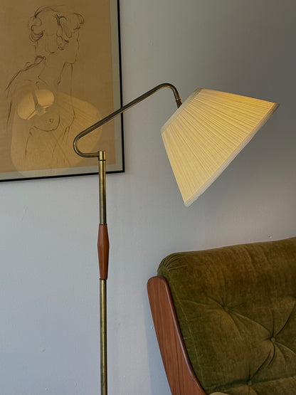 C.1960s Brass and Wood Lamp