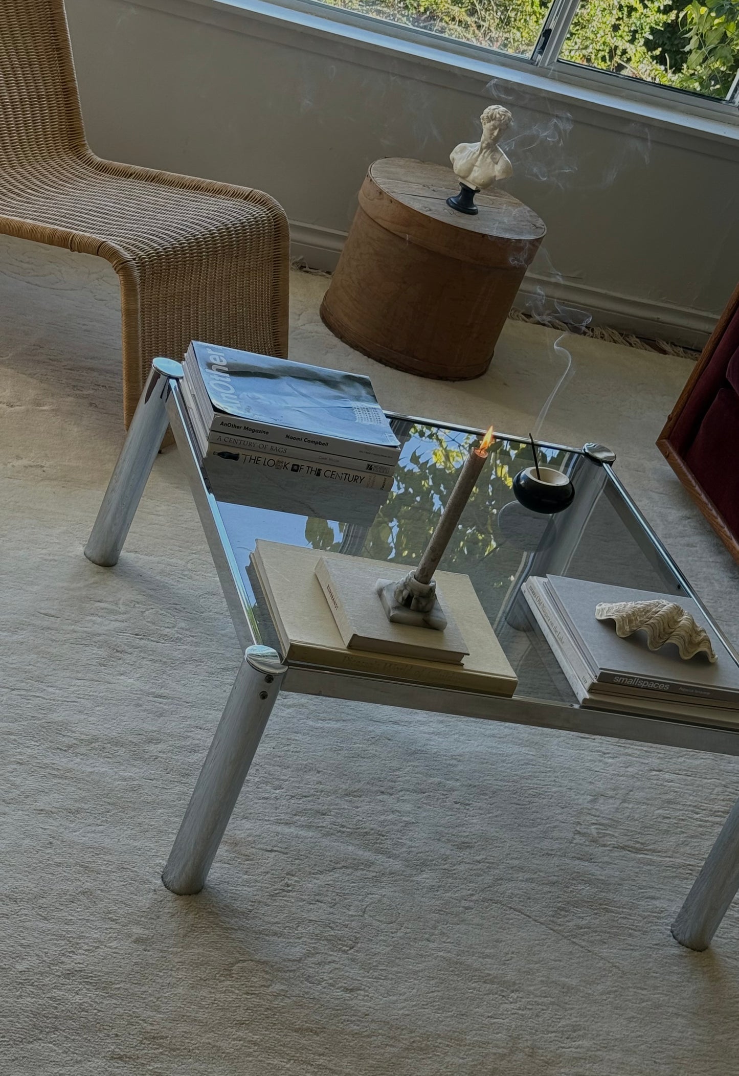 MCM Chrome with Glass Top Coffee Table