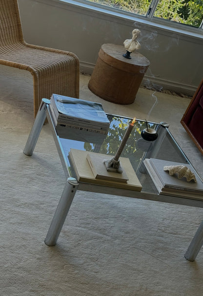 MCM Chrome with Glass Top Coffee Table