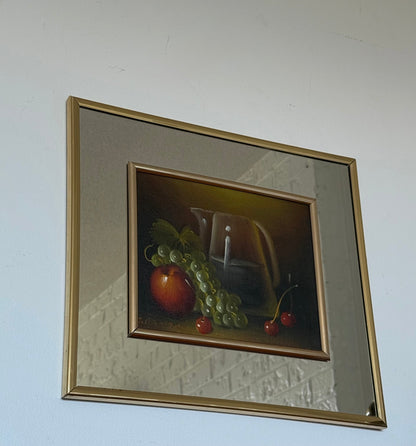 1980s ORIGINAL Still Art in a mirror frame