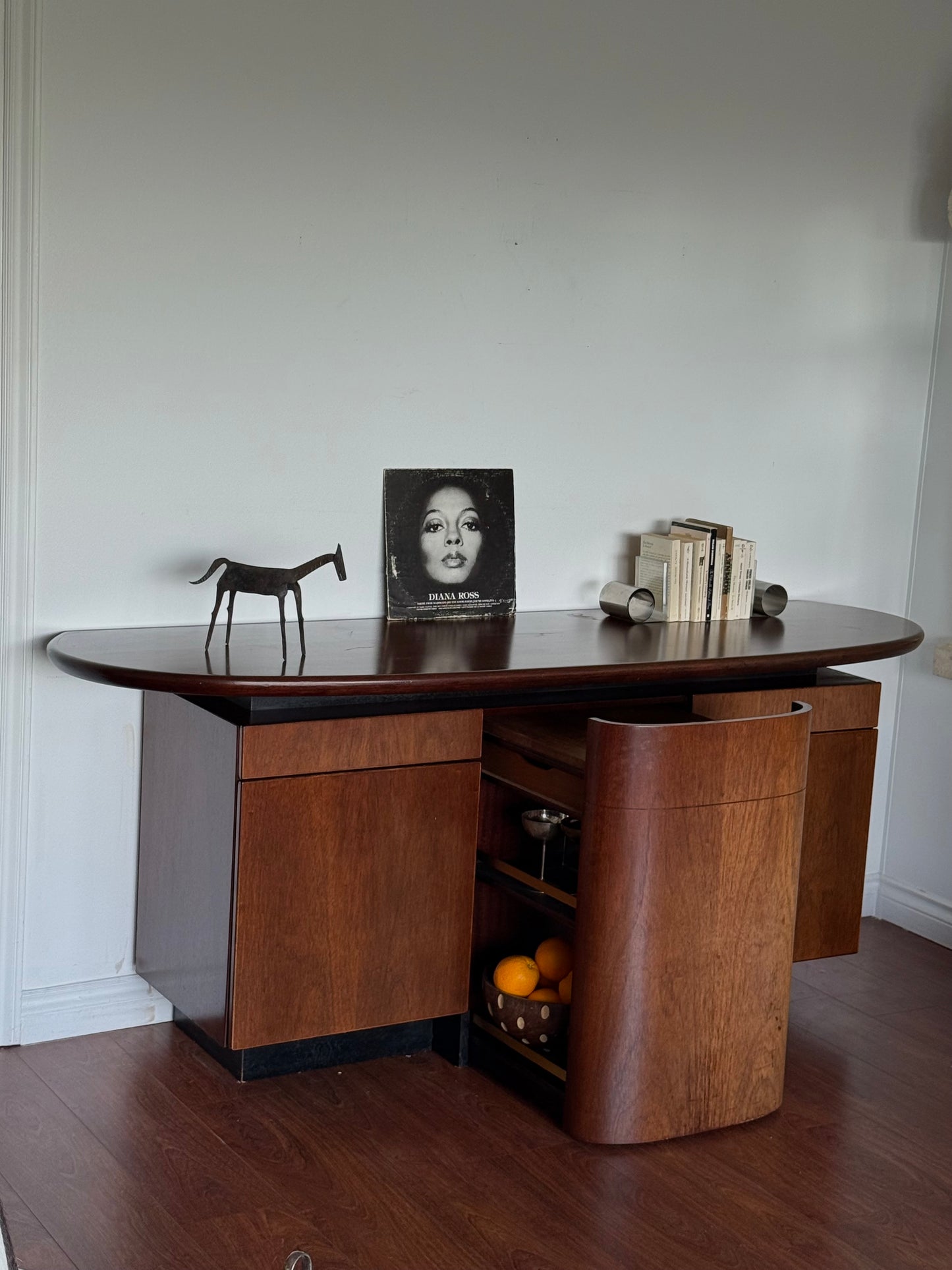 1970s DANISH SIDEBOARD with BAR CART