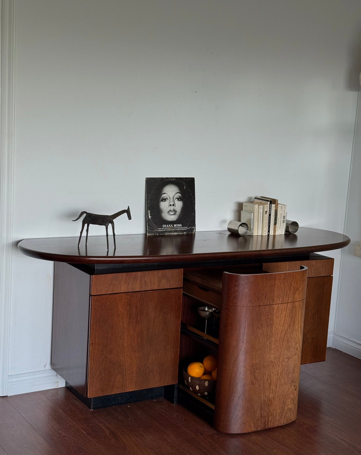 1970s DANISH SIDEBOARD with BAR CART