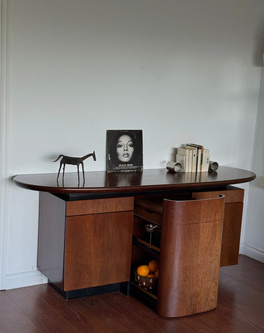 1970s DANISH SIDEBOARD with BAR CART