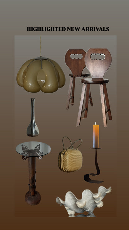 Vintage Hand Forged Iron & stone Candleholder