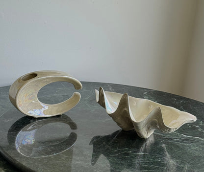 1980s IRIDESCENT CERAMIC DUO