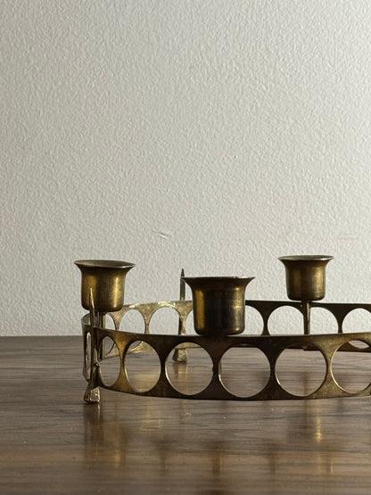 VINTAGE BRUTALIST BRASS CANDELABRA