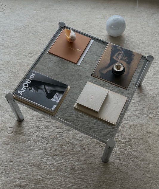 MCM Chrome with Glass Top Coffee Table