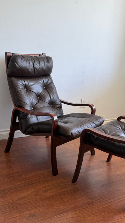 Ca. 1960s Norwegian Lounge Chair with Ottoman