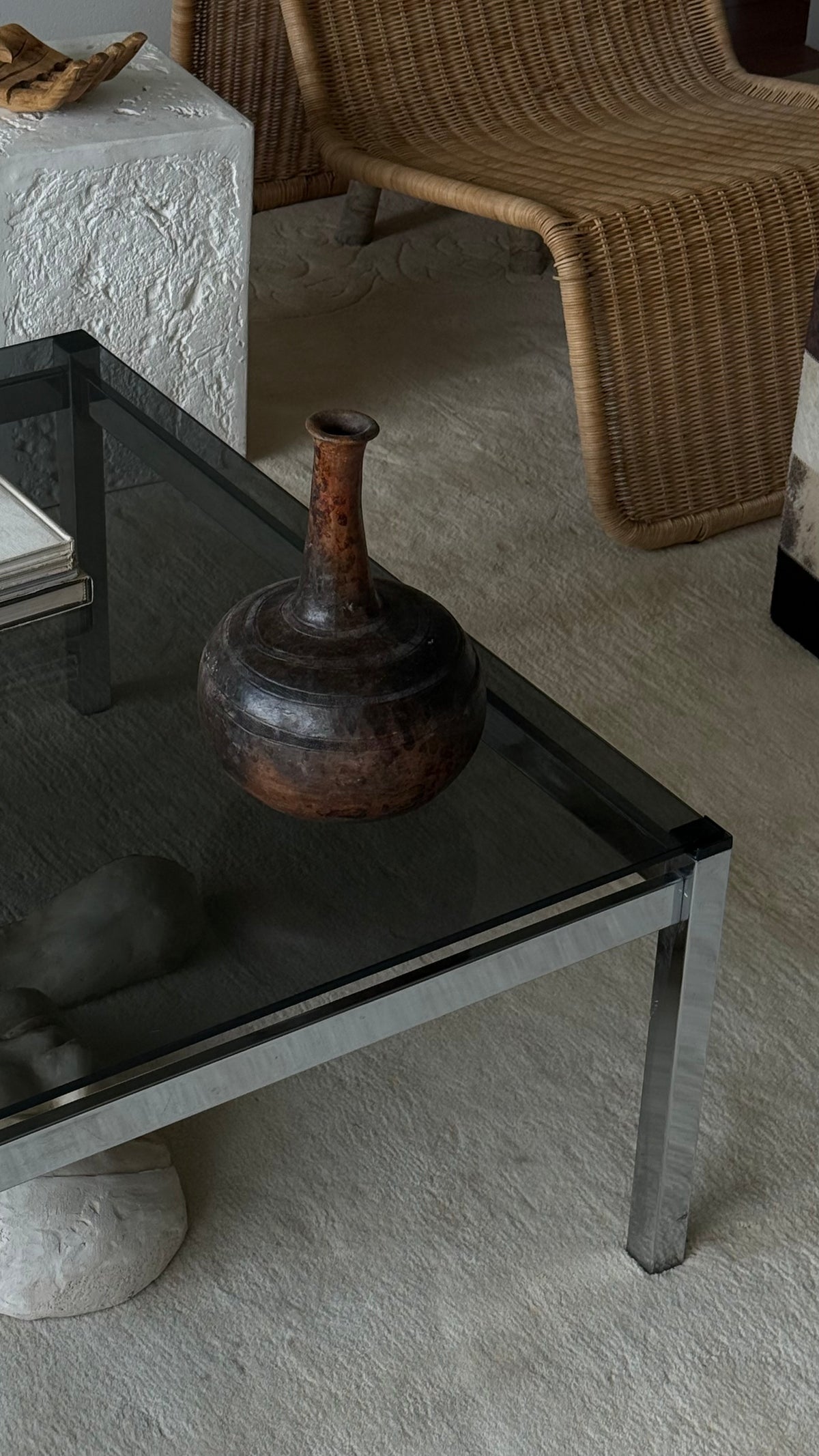 MCM Chrome & Smoky Glass Coffee Table