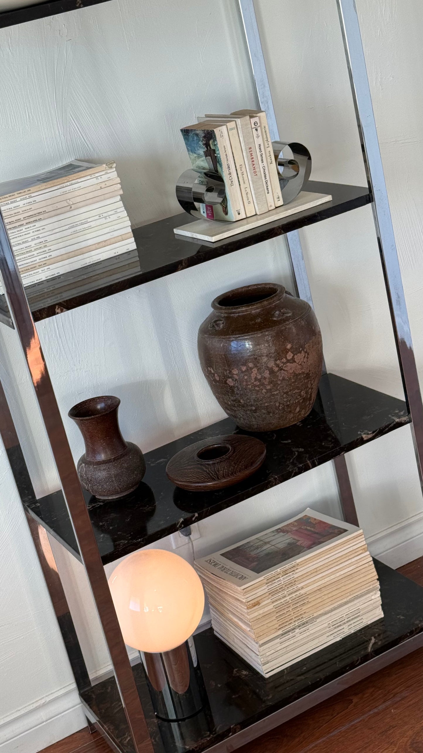 MCM Chrome and Marble étagère shelf