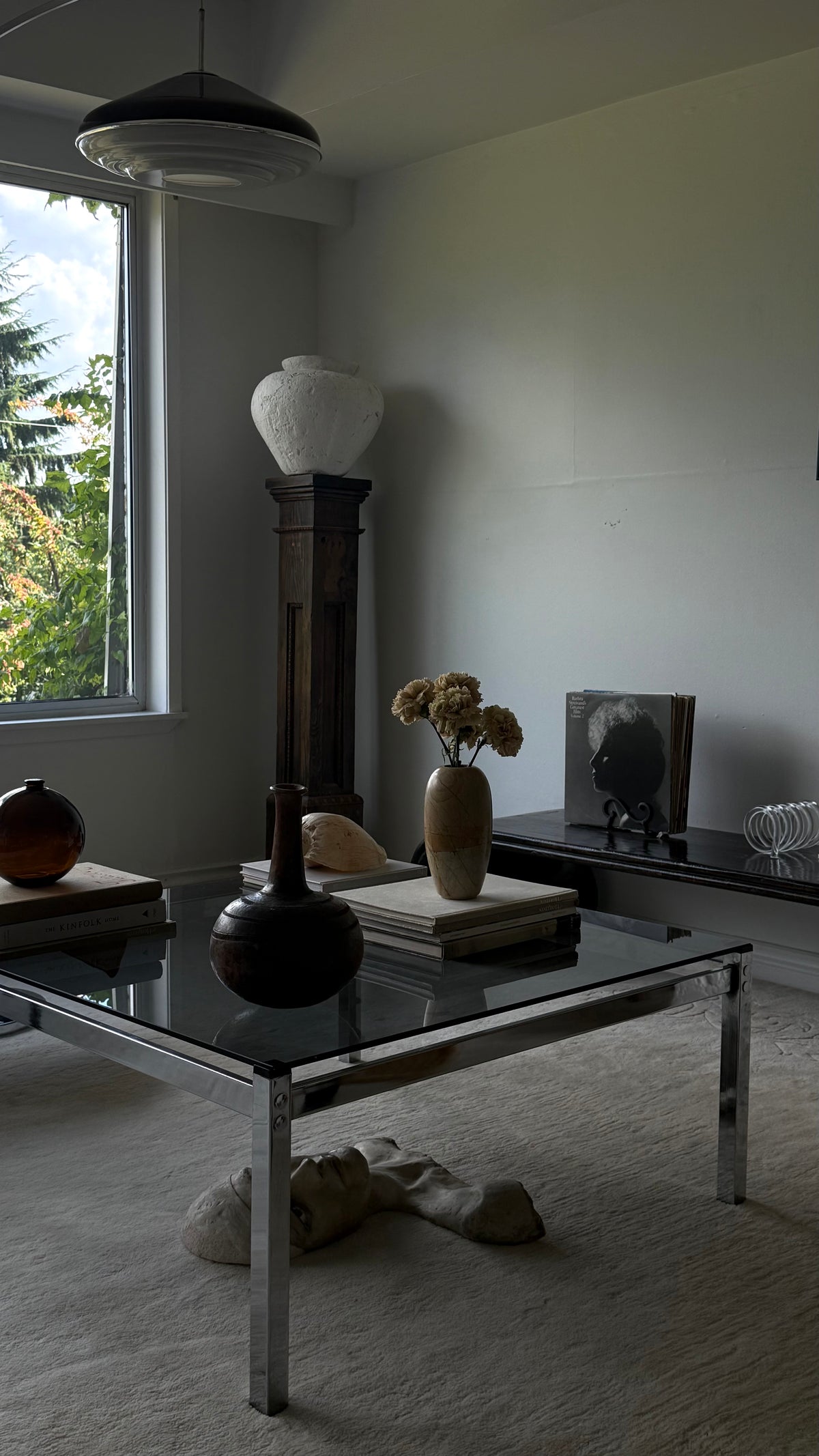 MCM Chrome & Smoky Glass Coffee Table