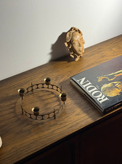 VINTAGE BRUTALIST BRASS CANDELABRA