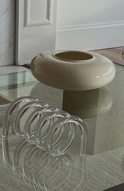1980s OFF WHITE CLAZED CERAMIC Vase