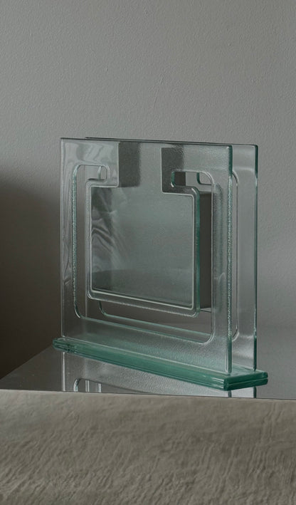 Post Mod Glass and Aluminum Vase