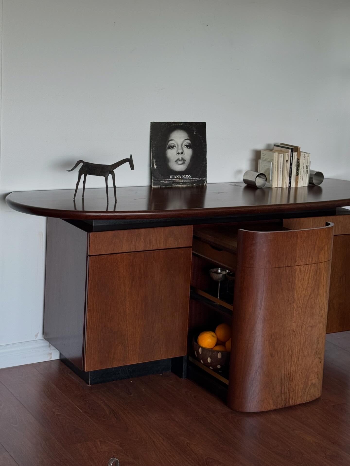 1970s DANISH SIDEBOARD with BAR CART