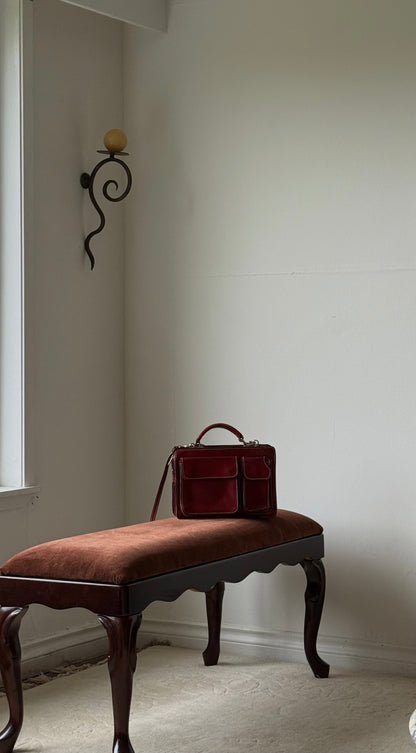 Vintage Reupholstered Wooden Bench