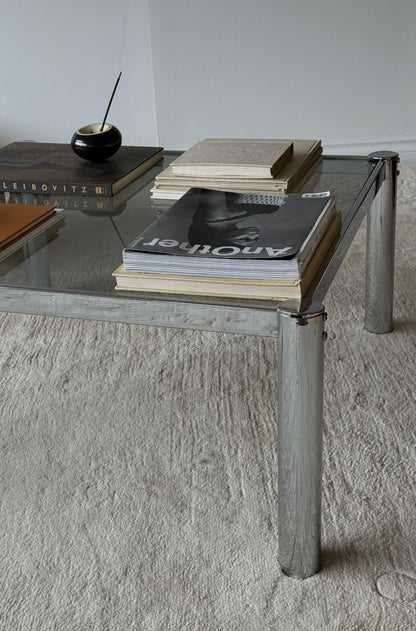 MCM Chrome with Glass Top Coffee Table