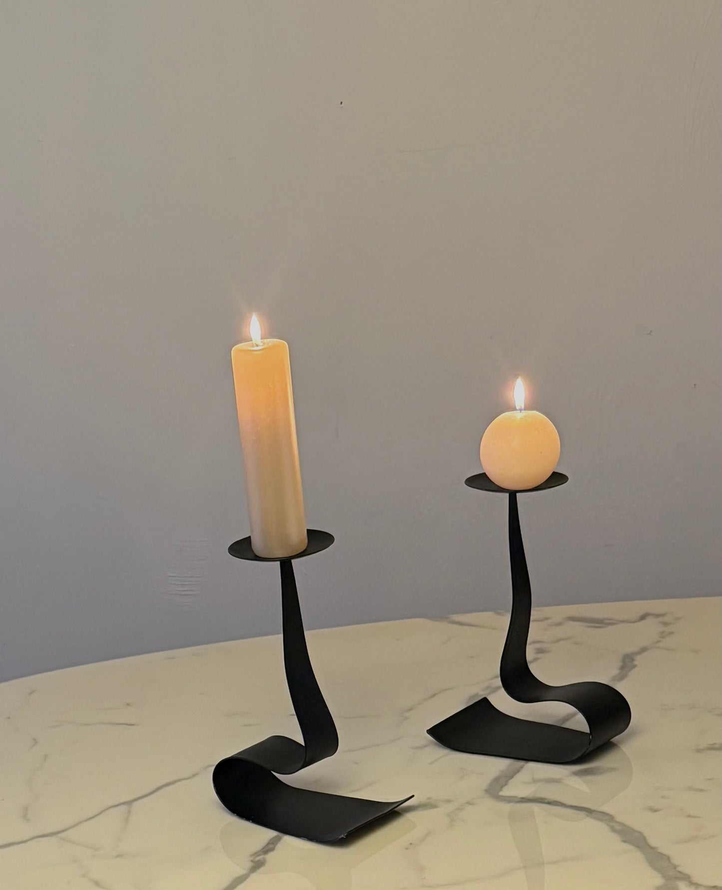 Post Mod Metal Wavy Candleholders