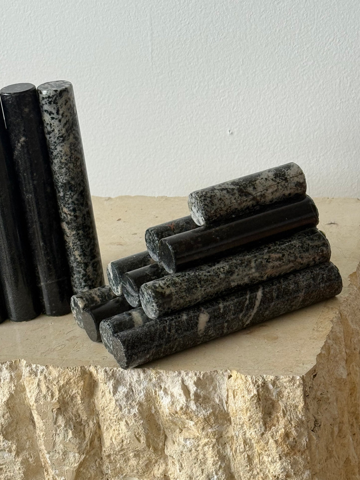 VINTAGE Cylindrical Marble Bookends