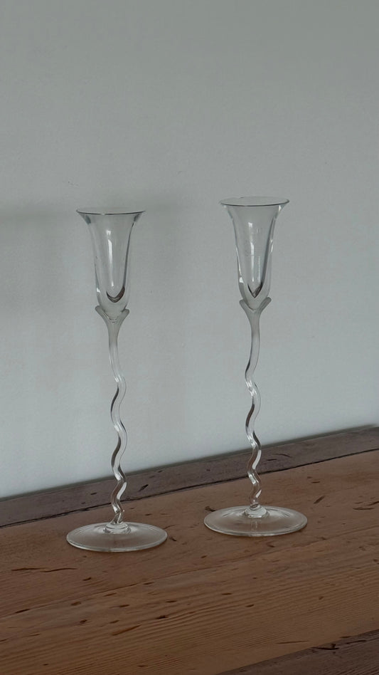 Vintage Glass Candleholders